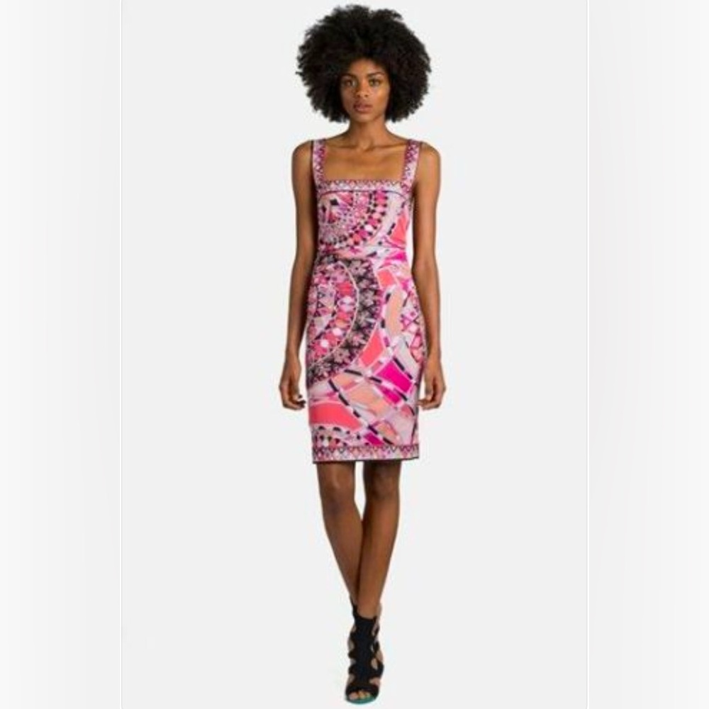 EMILIO PUCCI PINK MULTI DRESS MODEL 41R150 SIZE IT 44 / US 10 NWOTS!